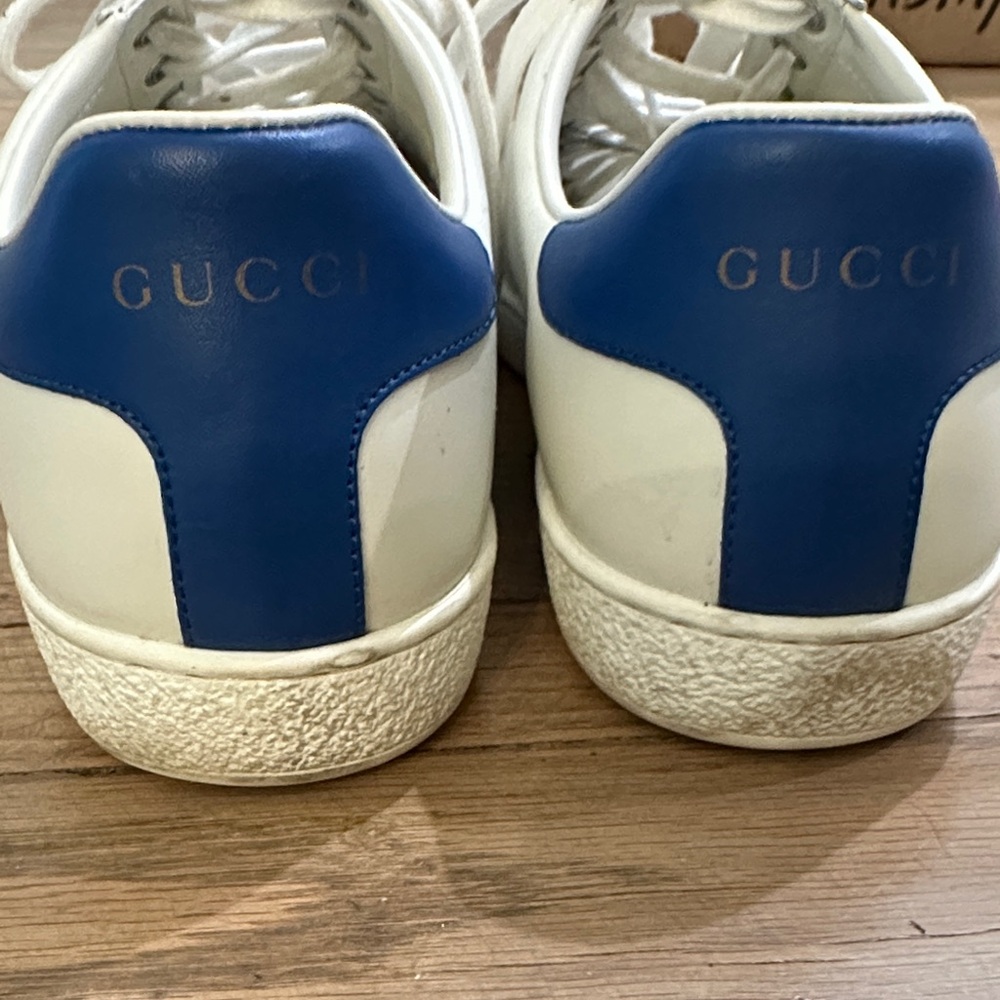Gucci White and Blue Sneakers with Tennis Motif 8.5 women’s - Picture 3 of 6